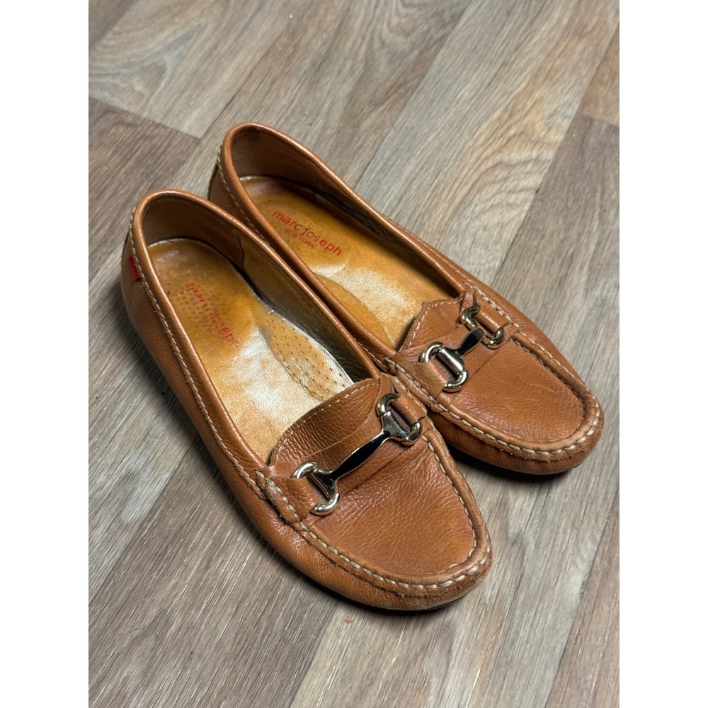 Marc Joseph New York Grand Street buckle loafers Women Tan Pebbled Leather 7.5 - Picture 2 of 10